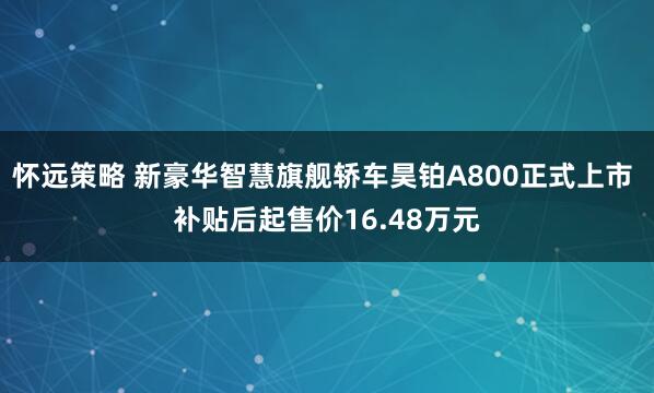 怀远策略 新豪华智慧旗舰轿车昊铂A800正式上市 补贴后起售价16.48万元